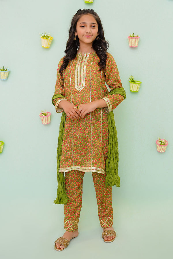 Poly Cotton Printed 3 Pc Suit