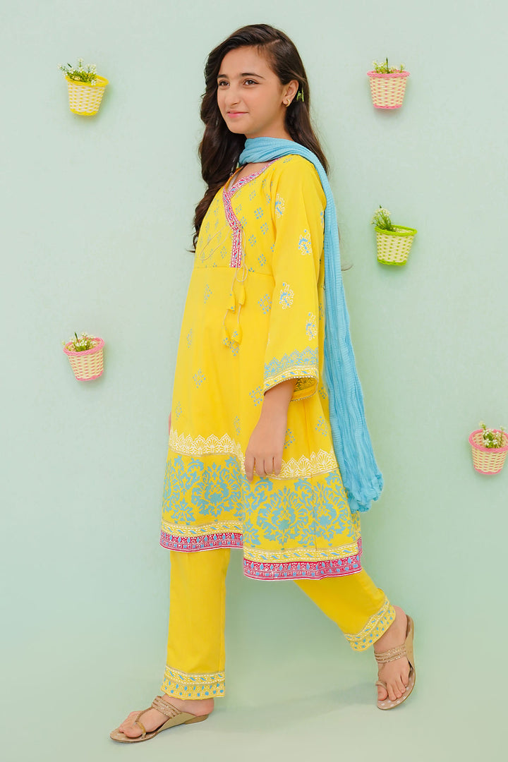 Cotton Block Printed 3 Pc Suit - Wear Ochre