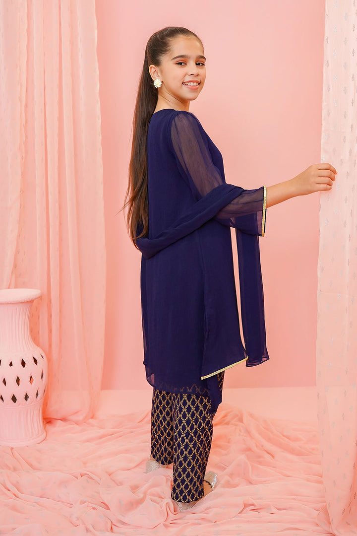 Chiffon Hand Adda Work 3 Pc Suit - Wear Ochre