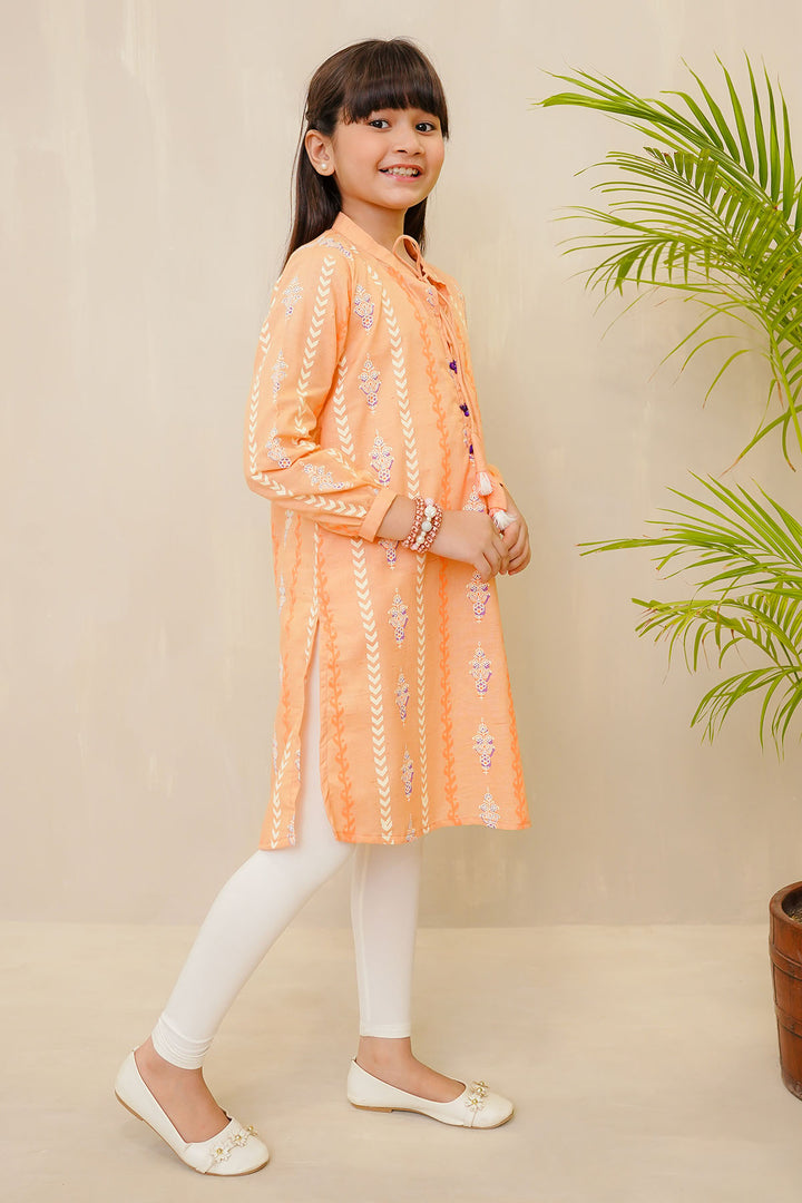 Cotton Chambray Printed Kurta - Wear Ochre