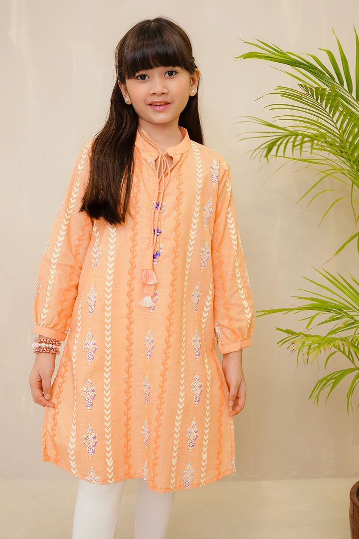 Cotton Chambray Printed Kurta - Wear Ochre