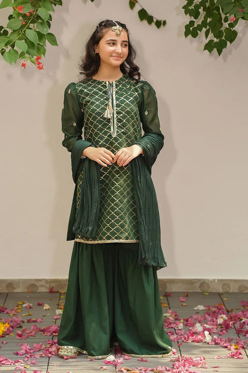 Best Slub Manar Embroidered 3 Pc Suit - Wear Ochre -