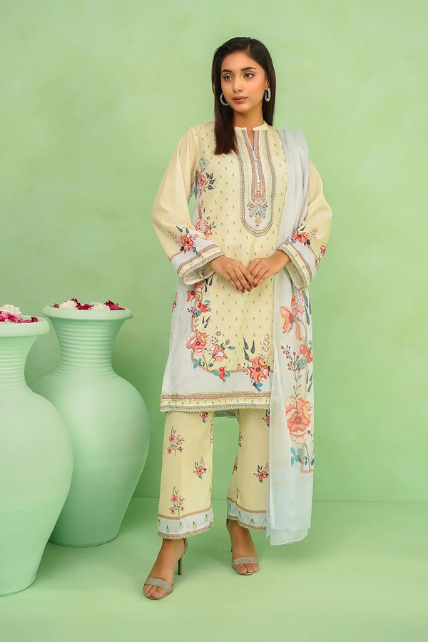 Best Women's Poly Lawn Digital Printed 3 Pc Suit - Wear Ochre -