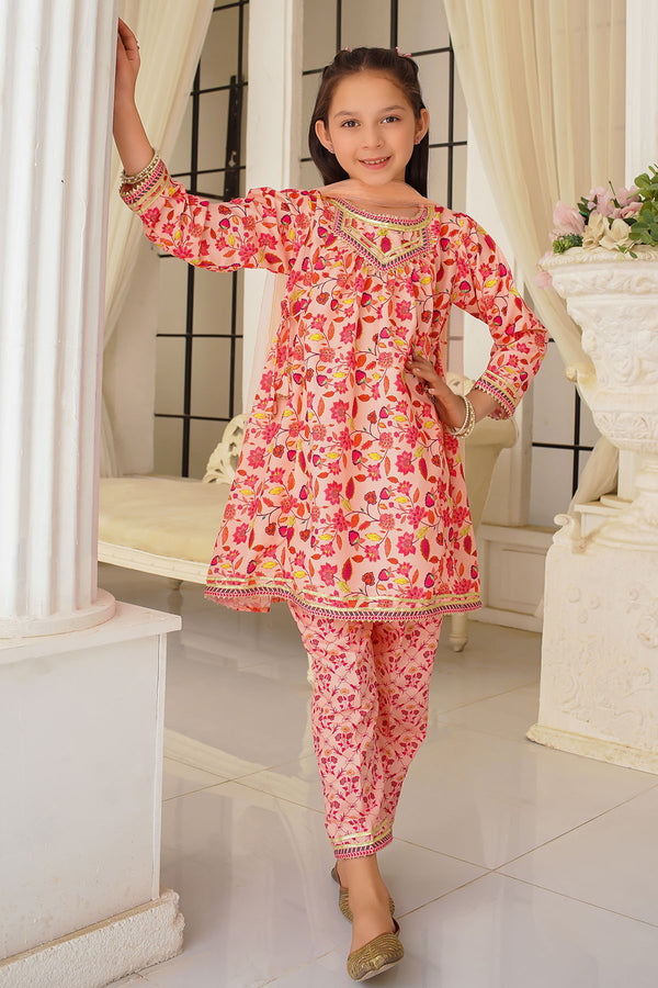 Stylish Swiss lawn 3 pc suits for kids with digital prints. Mix-and-match sets ideal for Eid, weddings & playdates.