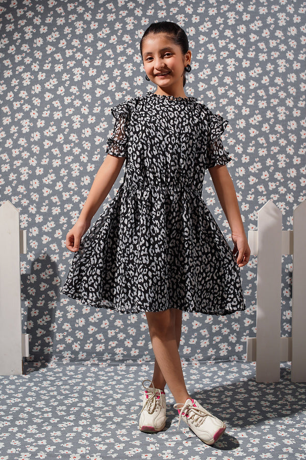Printed Brochia Chiffon Midi Dress - Wear Ochre