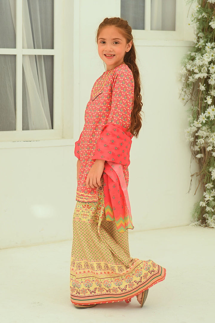 Herringbone Digital Printed 3 Pc Suit - Wear Ochre