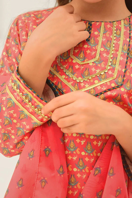 Best Herringbone Digital Printed 3 Pc Suit - Wear Ochre -