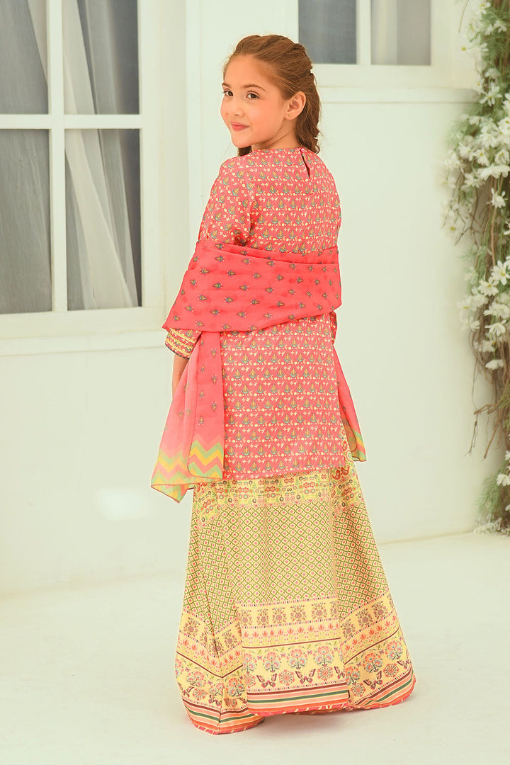 Herringbone Digital Printed 3 Pc Suit - Wear Ochre