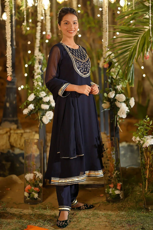 Best Chiffon Hand Adda Work 3 Pc Suit - Wear Ochre -