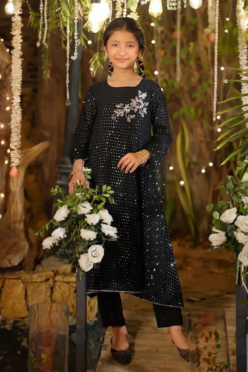 Best Sequence Net Hand Adda Work 3 Pc Suit - Wear Ochre -