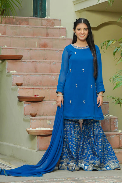 Chiffon Hand Adda Work 3 Pc Suit