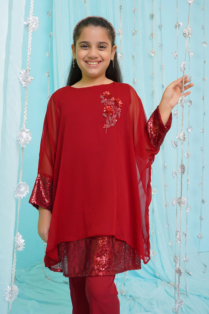 Chiffon Hand Adda Work 2 Pc Suit - Wear Ochre