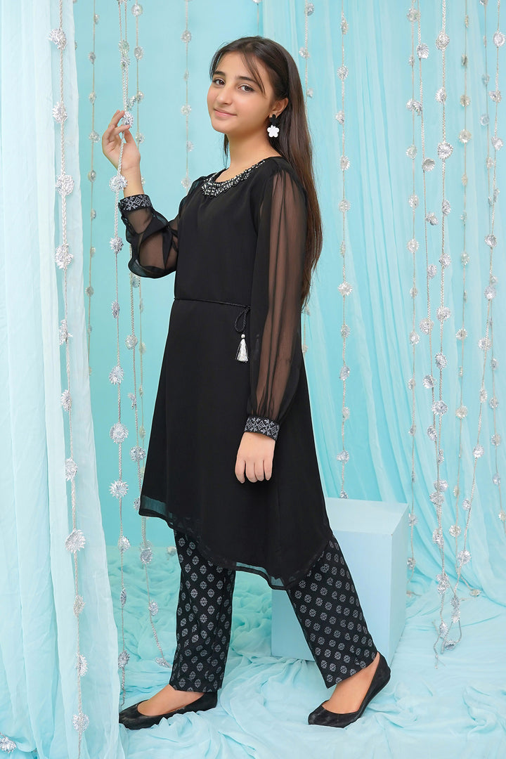 Chiffon Hand Adda Work 2 Pc Suit - Wear Ochre