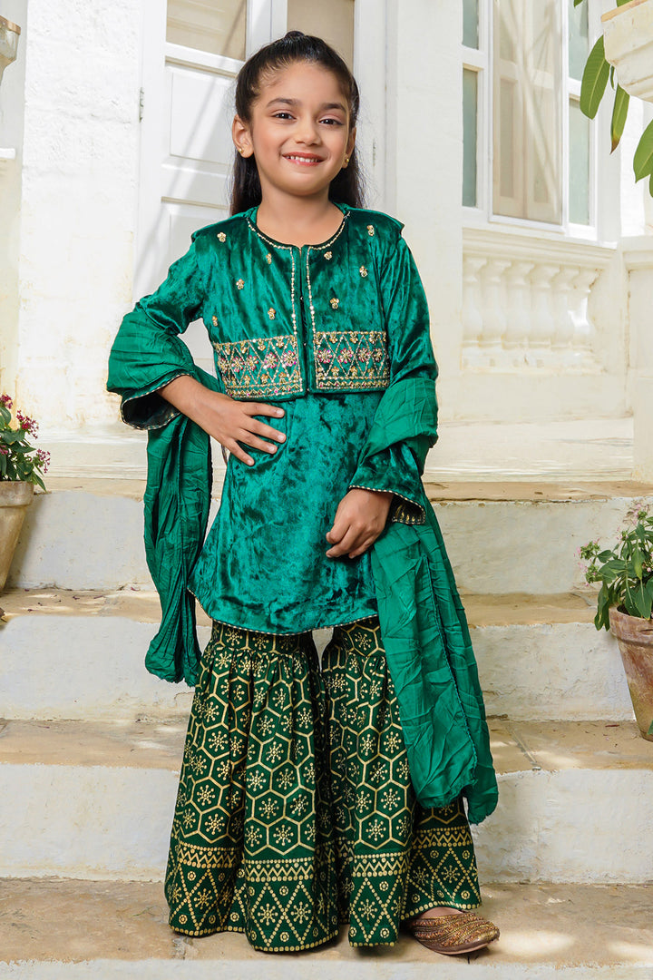 Velvet Hand Adda Work 3 Pc Suit - Wear Ochre