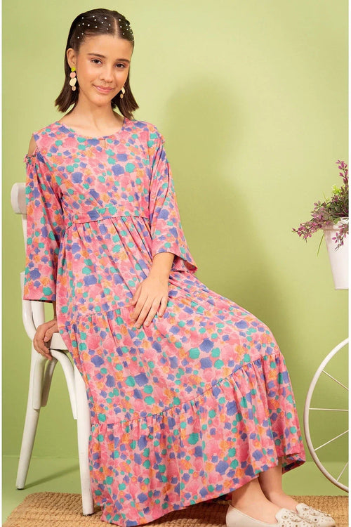 Best Georgette Printed Dress - Wear Ochre -