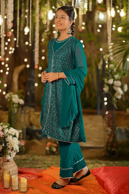 Best Chiffon Embroidered 3 Pc Suit - Wear Ochre -