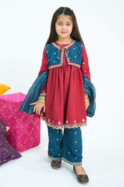 Raw Silk Embroidered 3 Pc Suit