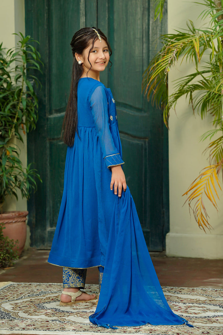 Chiffon Hand Adda Work 3 Pc Suit - Wear Ochre