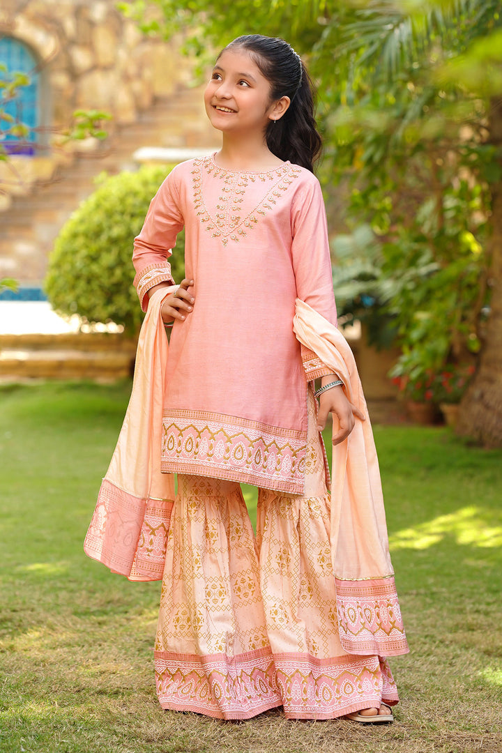Cotton Silk Hand Adda Work 3 Pc Suit - Wear Ochre