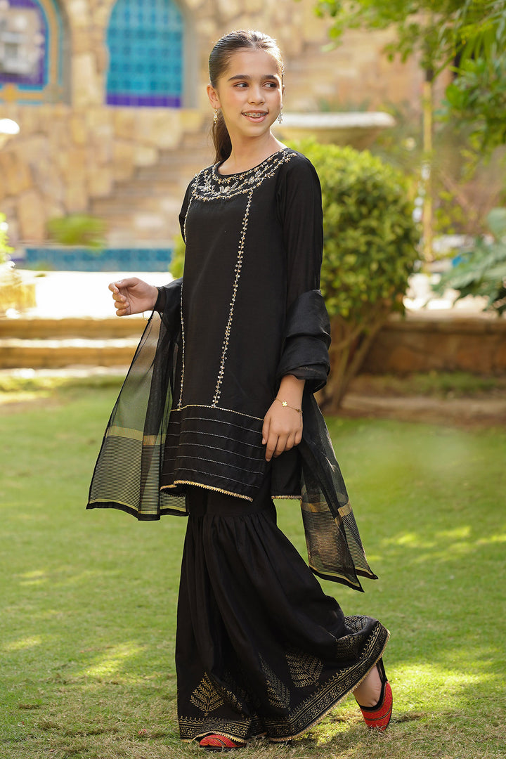 Chiffon Hand Adda Work 3 Pc Suit - Wear Ochre