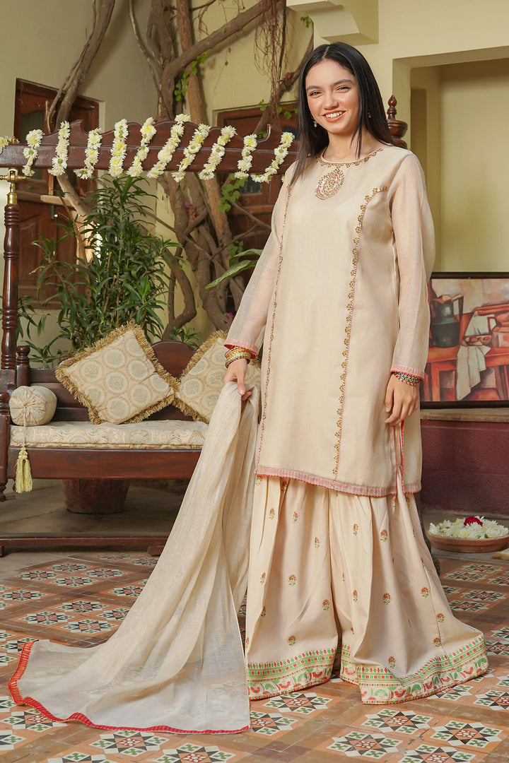 Missouri Hand Adda Work 3 Pc Suit - Wear Ochre