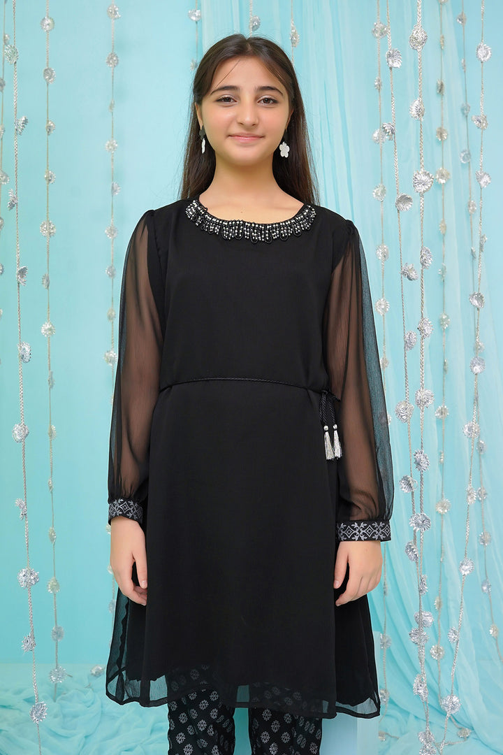 Chiffon Hand Adda Work 2 Pc Suit - Wear Ochre