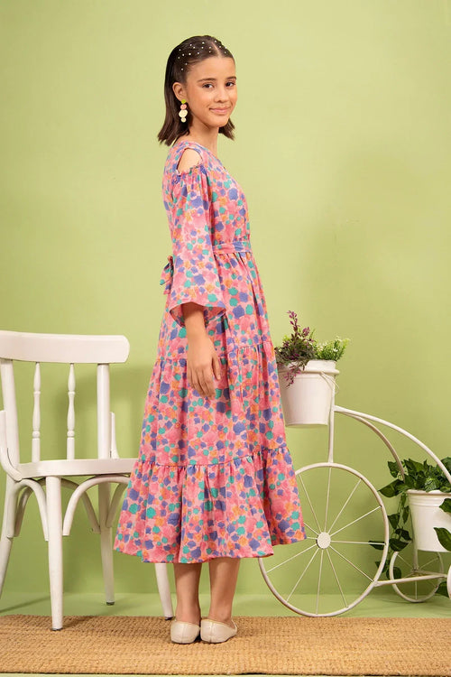 Best Georgette Printed Dress - Wear Ochre -