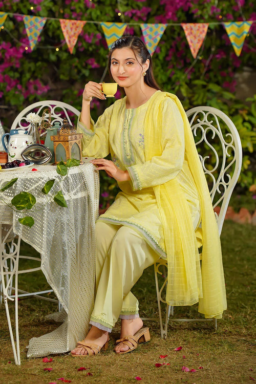 Best Women's Chikankari Embroidered 3 Pc Suit - Wear Ochre -