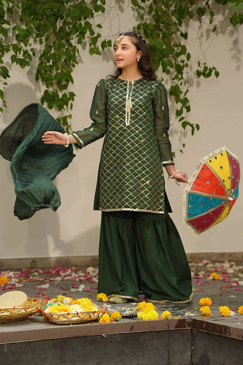 Best Slub Manar Embroidered 3 Pc Suit - Wear Ochre -
