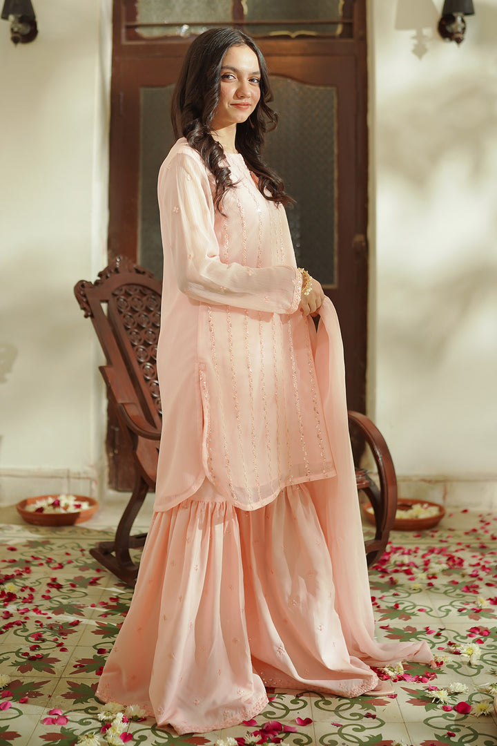 Chiffon Embroidered 3 Pc Suit - Wear Ochre