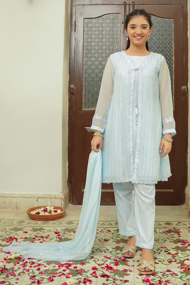 Chiffon Embroidered 3 Pc Suit - Wear Ochre