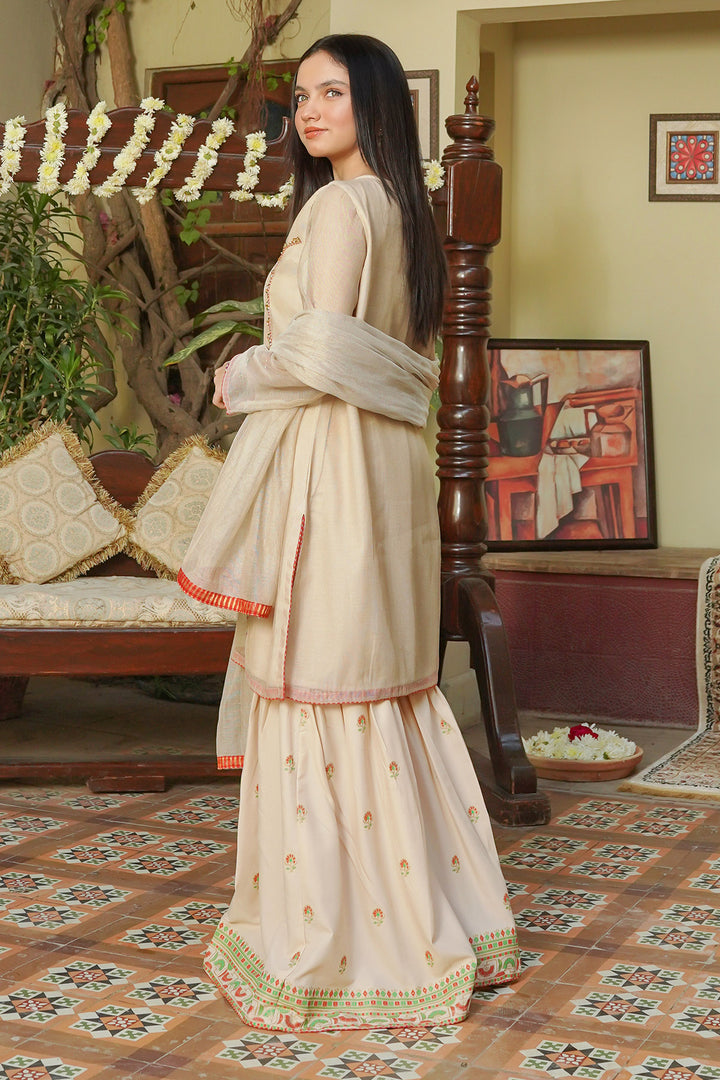 Missouri Hand Adda Work 3 Pc Suit - Wear Ochre