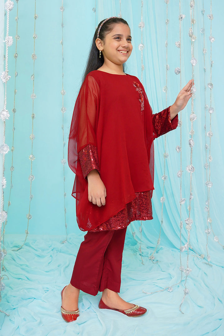 Chiffon Hand Adda Work 2 Pc Suit - Wear Ochre