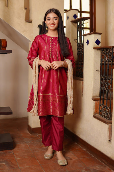 Cotton Jacquard 3 Pc Suit