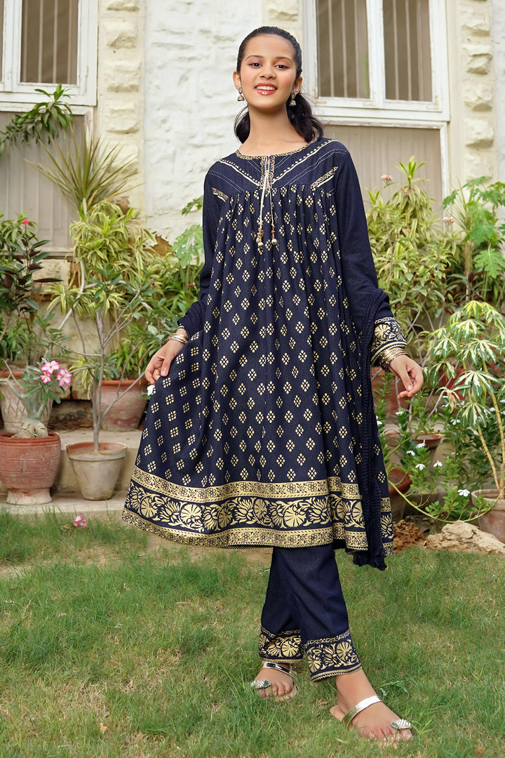 Cotton Karandi Printed 3 Pc Suit - Wear Ochre
