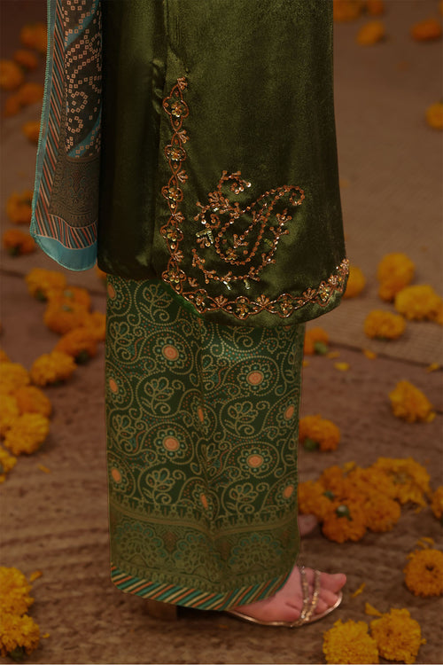Velvet Hand Adda Work 3 Pc Suit