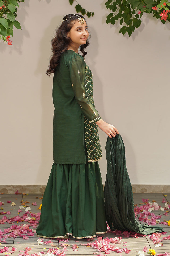 Slub Manar Embroidered 3 Pc Suit - Wear Ochre