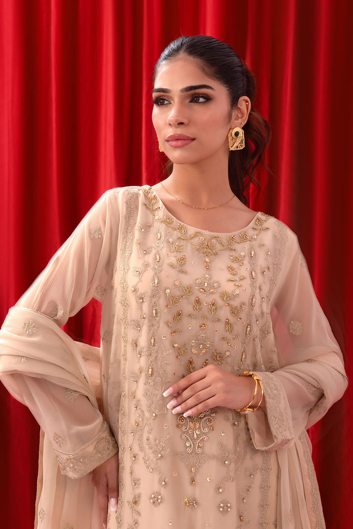 Chiffon Adda + Embroidered 3 Pc Suit - Wear Ochre