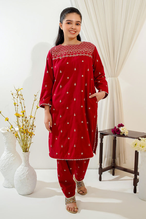 Cotton Embroidered 2 Pc Suit