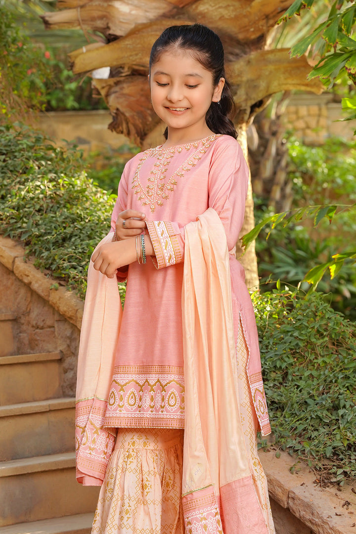 Cotton Silk Hand Adda Work 3 Pc Suit - Wear Ochre