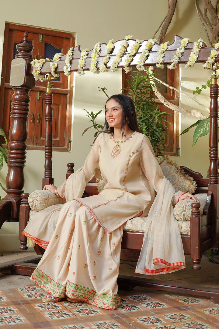 Missouri Hand Adda Work 3 Pc Suit - Wear Ochre
