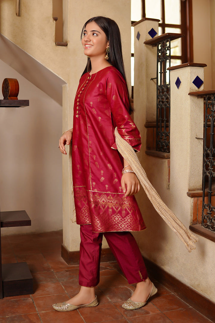 Cotton Jacquard 3 Pc Suit - Wear Ochre