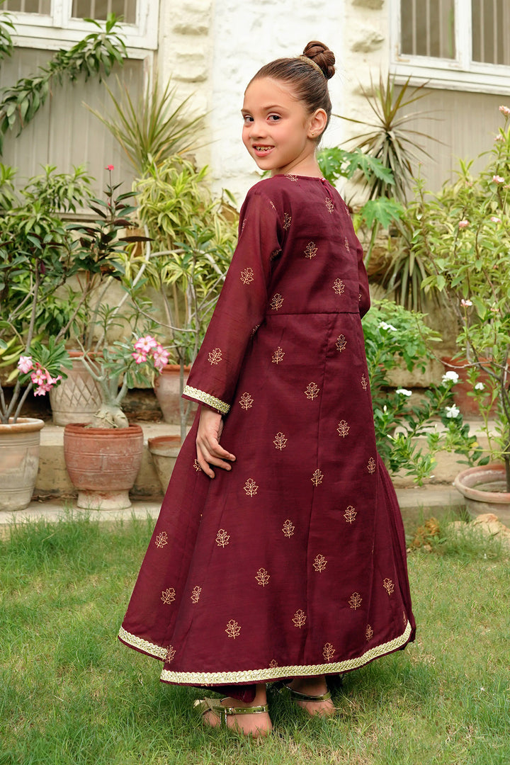Slub Manar Hand Adda Work 3 Pc Suit - Wear Ochre