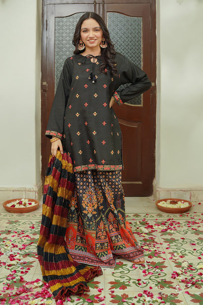 Cotton Silk Printed 3 Pc Suit