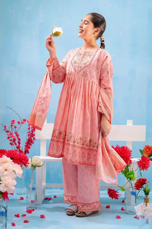 Best Swiss Lawn Digital Printed 3 Pc Suit - Wear Ochre -