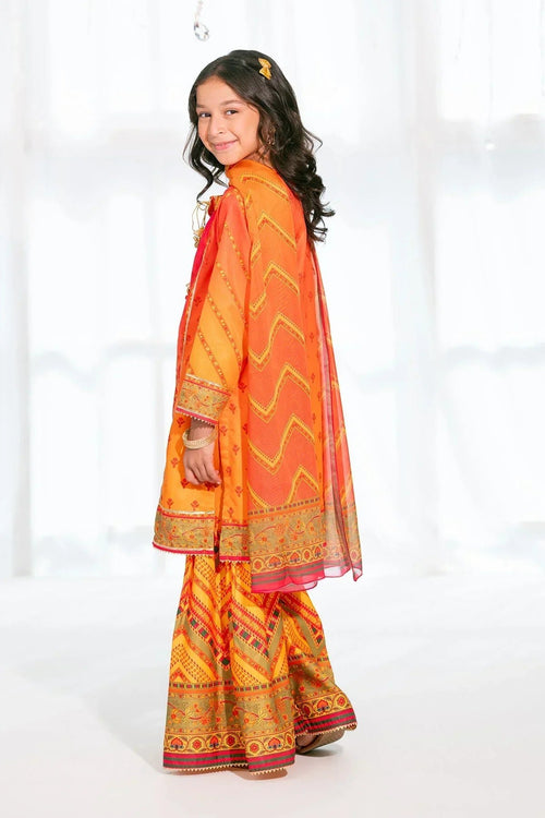 Best Herringbone Digital Printed 3 Pc Suit - Wear Ochre -
