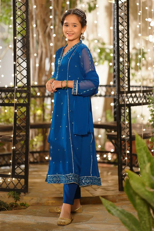 Best Chiffon Embroidered 3 Pc Suit - Wear Ochre -