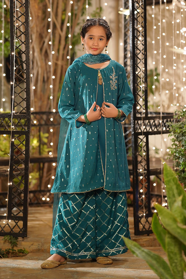 Viscose Jacquard Hand Adda Work 3 Pc  Suit