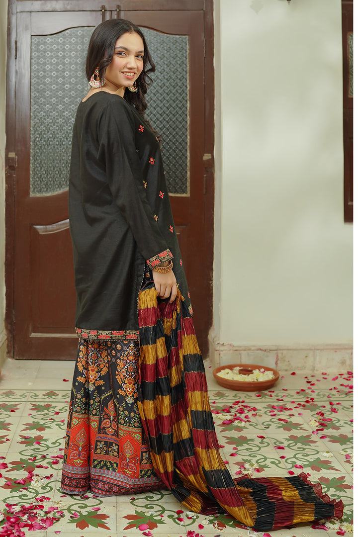 Cotton Silk Printed 3 Pc Suit - Wear Ochre