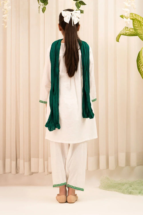 Best Chambray Cotton Embroidered 3 Pc Suit - Wear Ochre -